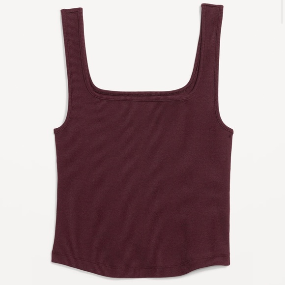NWT OLD NAVY Fitted Printed Square-Neck Ultra-Cropped Rib-Knit Tank Raisin Arizo - Picture 1 of 5